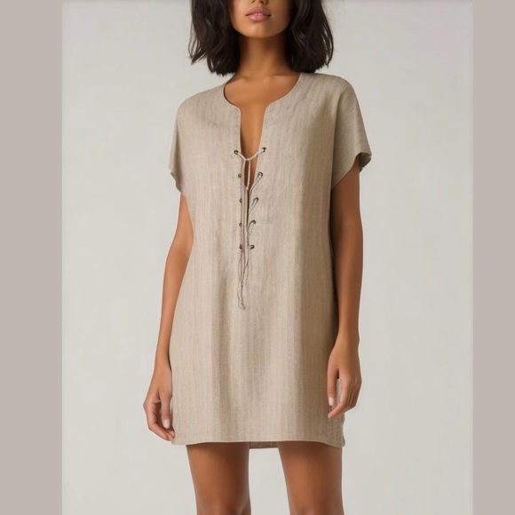 Reformation Lace-Up Mini Dress Beige XS